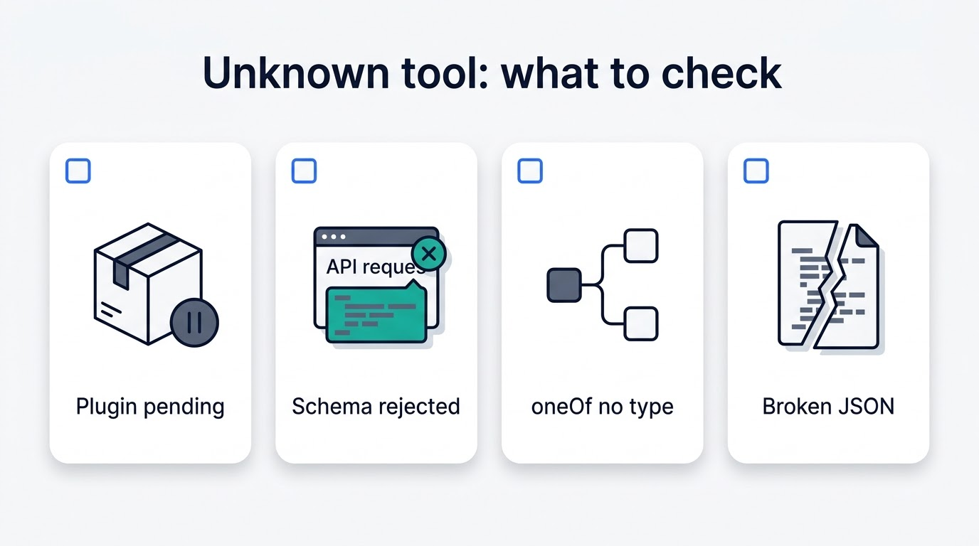 Checklist of four causes behind an unknown tool error in DeepSeek Harness